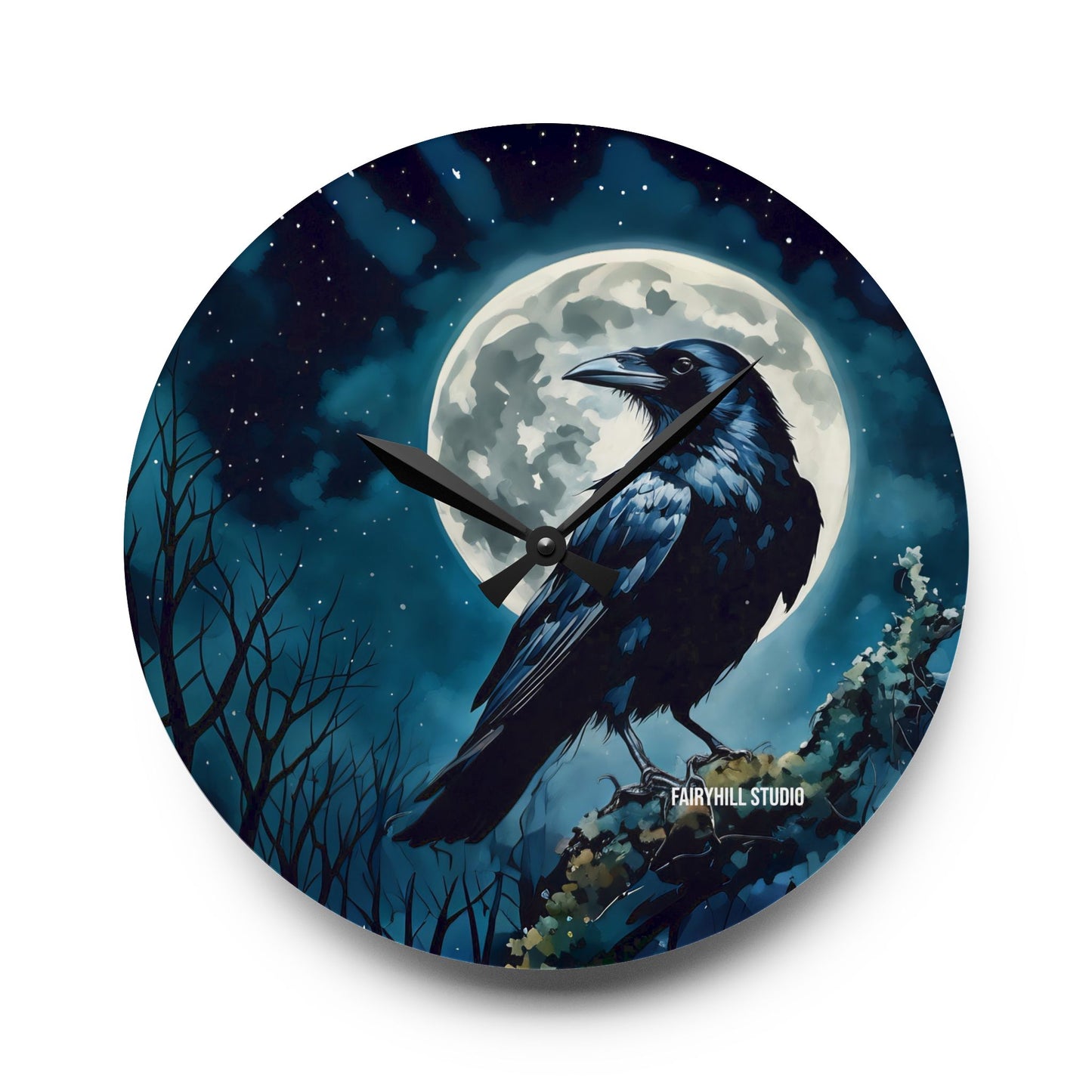 Acrylic Wall Clock -Raven and the Moon/Art