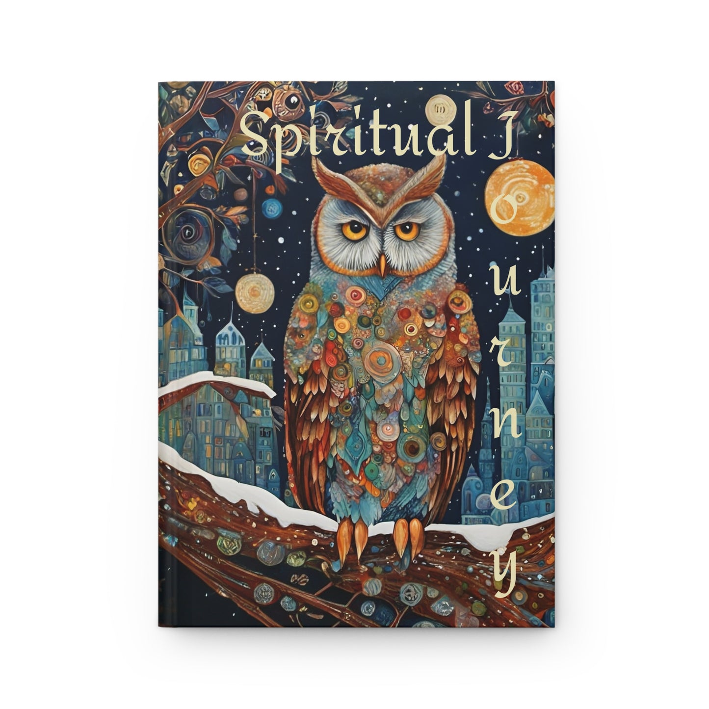 Spiritual Rumi quote" Who am I ?" Owl Boho Art ,Hardcover Journal by Fairyhill Studio