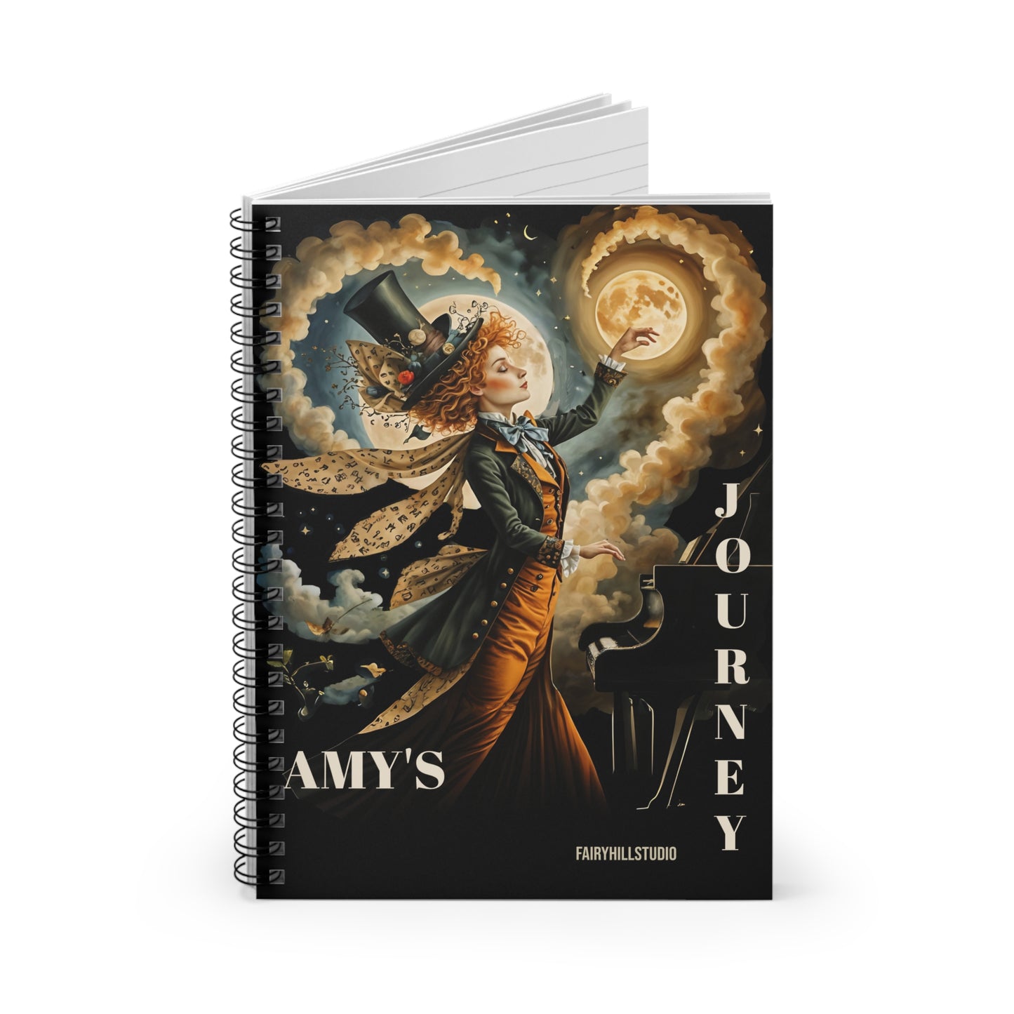 Spiral Notebook - Whimsical Fairy Piano Player Design