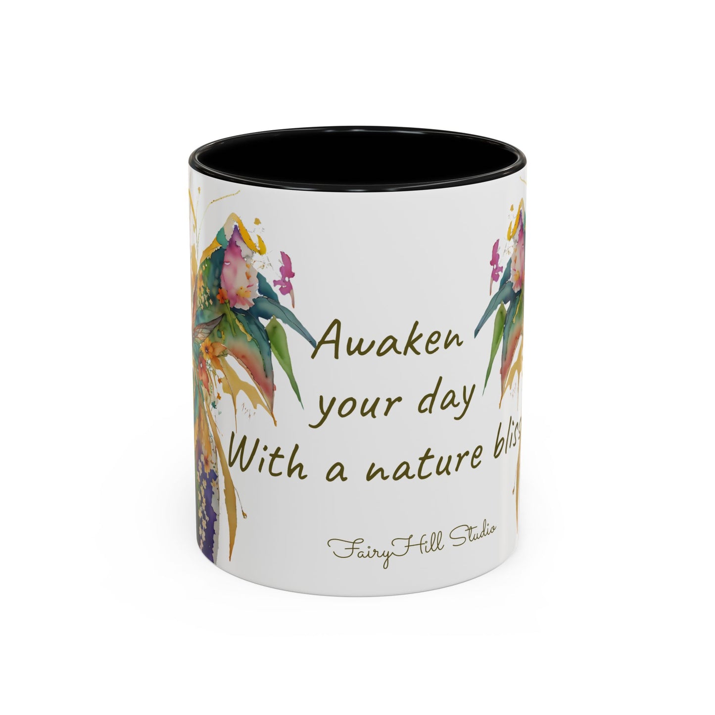 Mug Fairy Angel Blessing Flowers Watercolor Accent Coffee Mug 11 & 15oz
