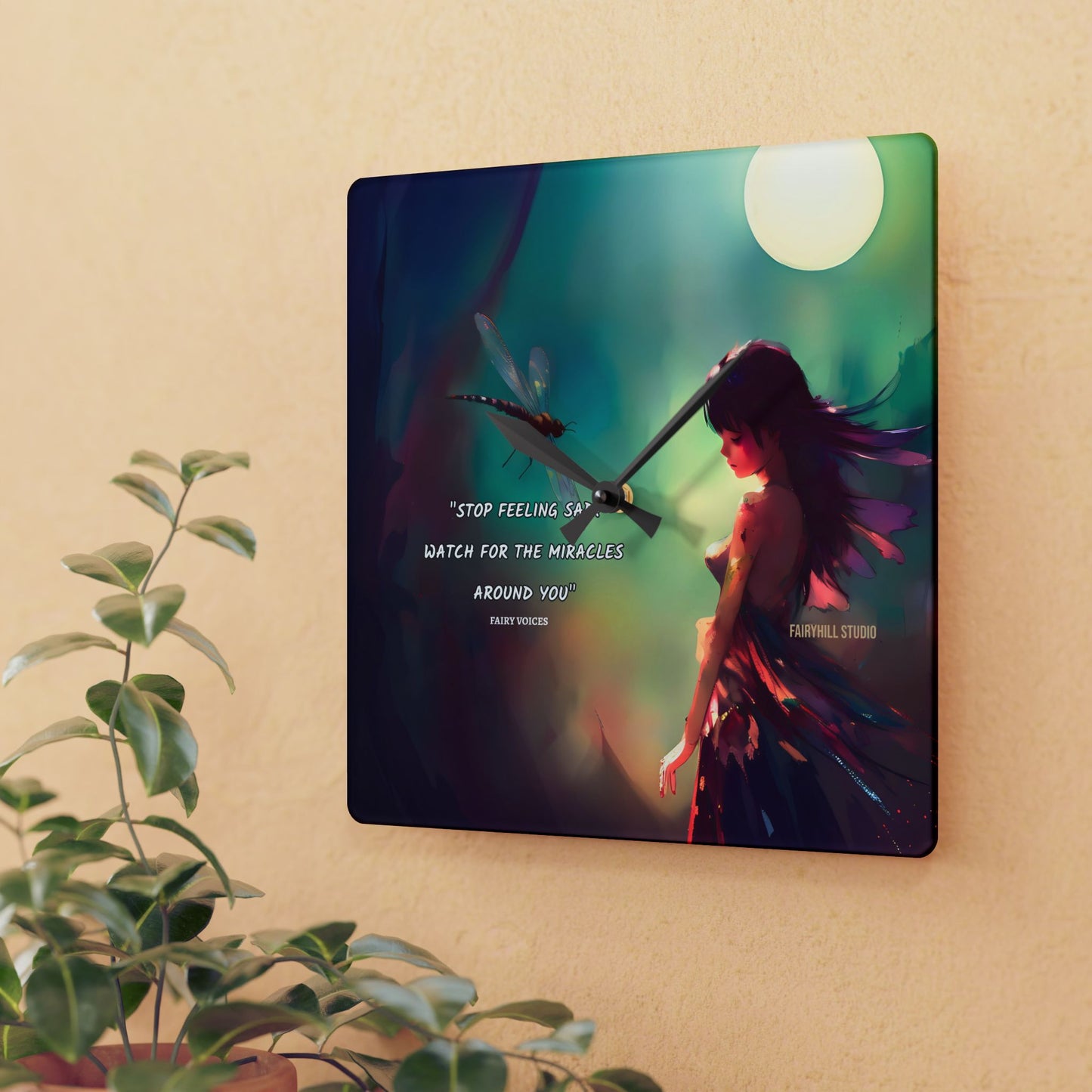 Art Wall Clock - Watch for the Miracles around you featuring Fairy voices/Nazan Saatci