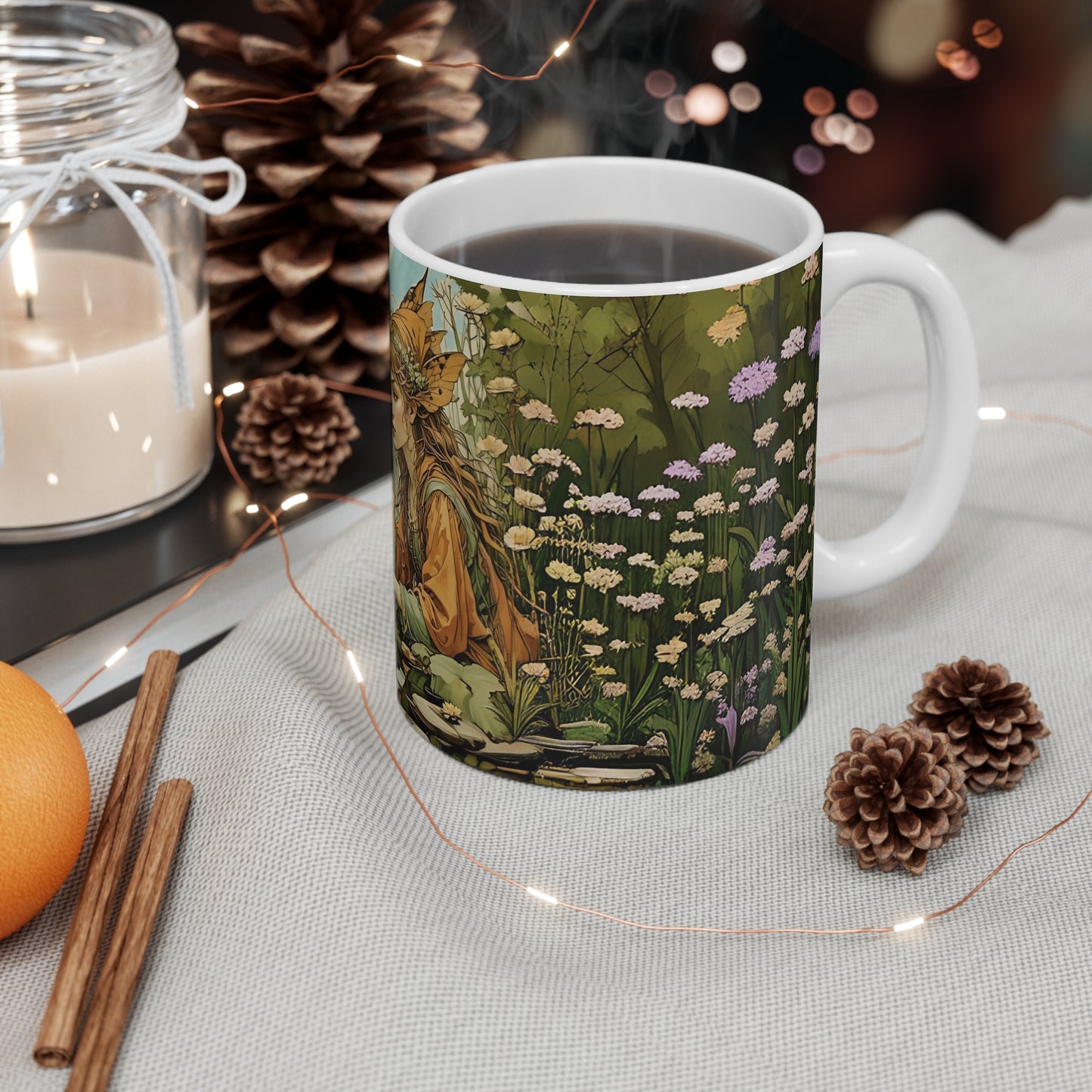 Elegant Floral Art Mug - 11oz Coffee Cup for Coffee Art Lovers