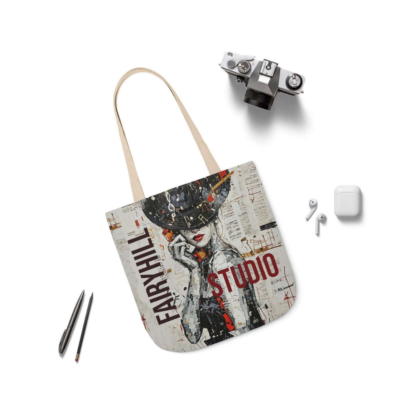 Colorful FairyHill Studio Red phone- Canvas Tote Bag - Perfect for Beach Days, Eco-Friendly Shopping, and Summer Fun!