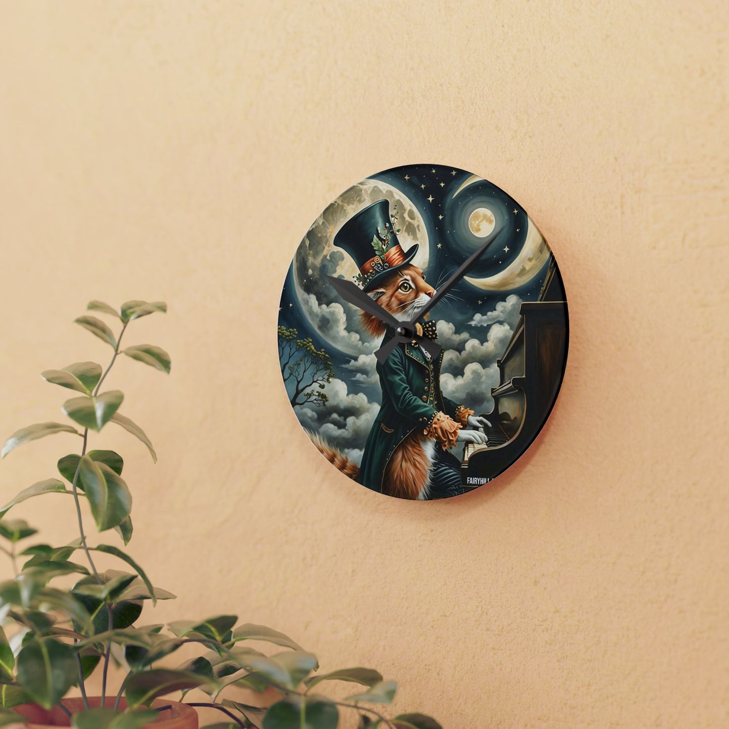 Acrylic Wall Clock Cat Hatter's MoonLight Sonata/Art