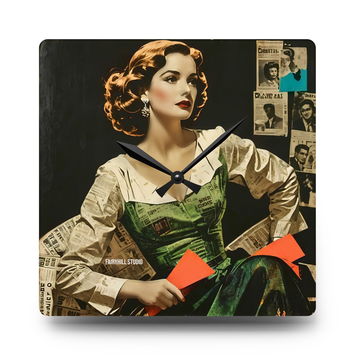 Acrylic Wall Clock Vintage Hollywood Star/Art