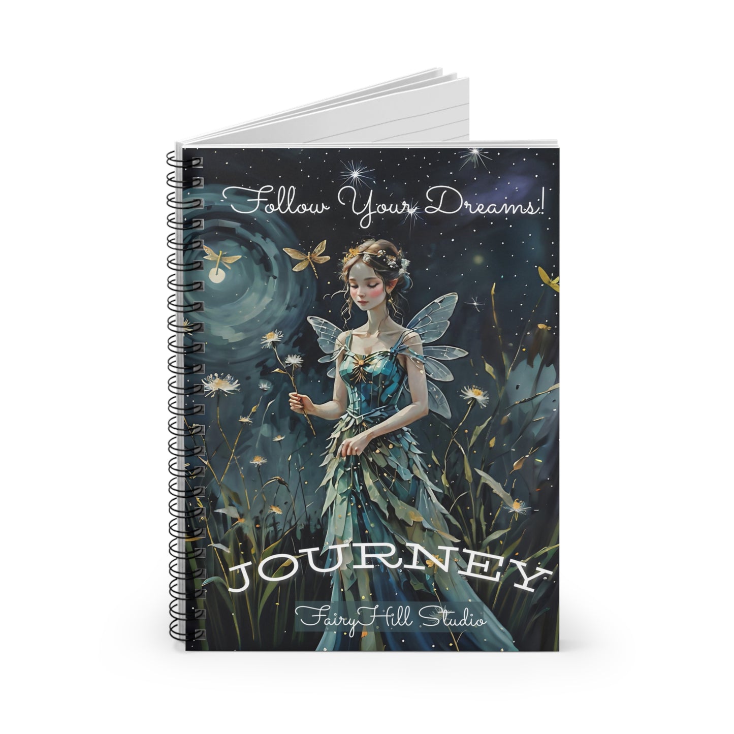 Spiral Notebook My Art Journal , Follow your dream Journal Travel Journey /Journal FairyHill Studio Journal Ruled Line Journal/Fashion Model