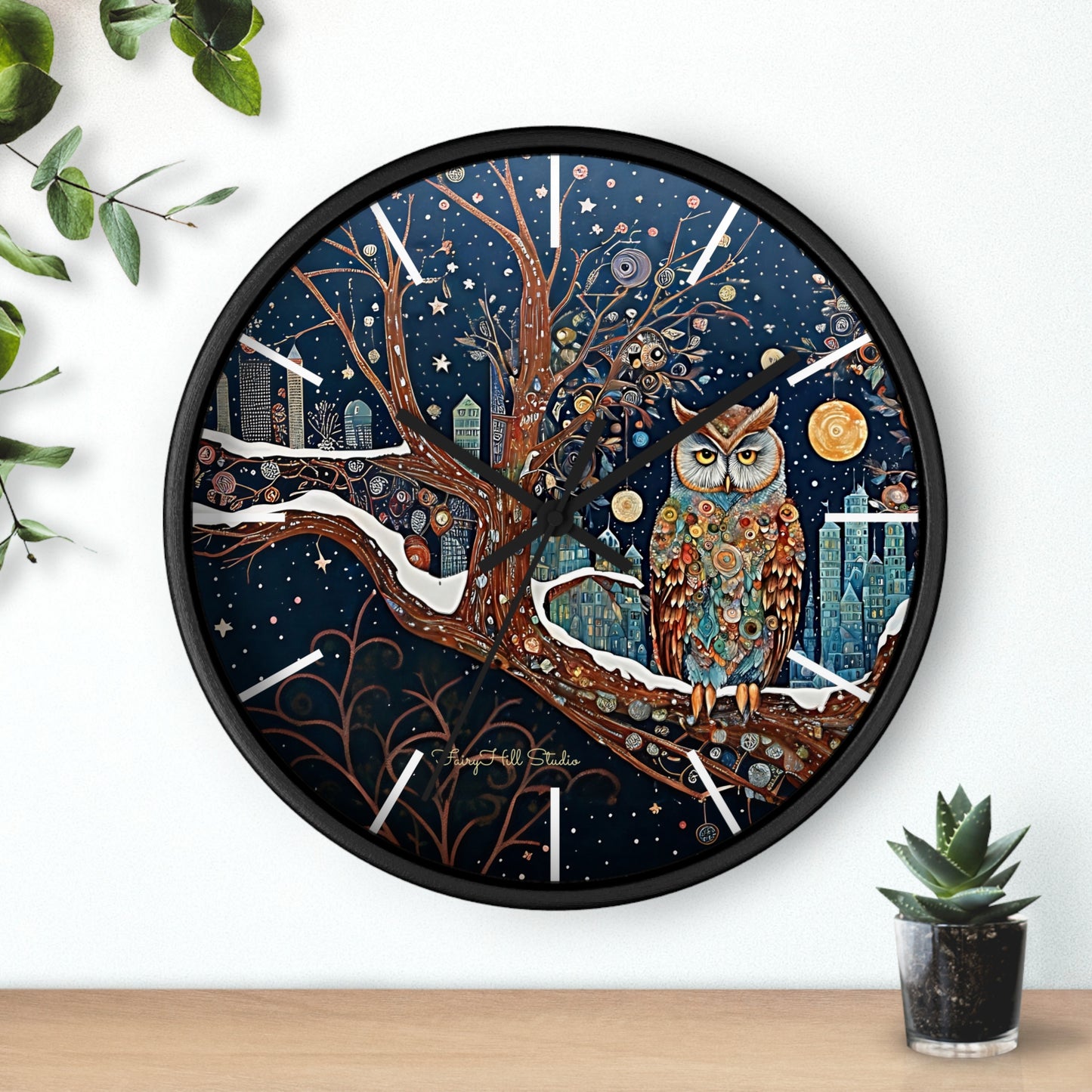 Enchanting Owl Wall Clock, Home Decor, Gift for Fantasy Lovers, Unique Gift, Fairy Tale Decor, Woodland Theme