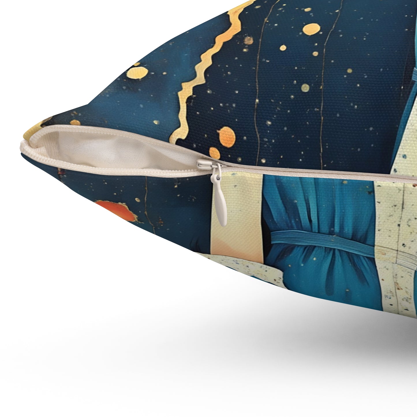 Madeline with yellow hat   Square Pillow - by Fairyhill Studio