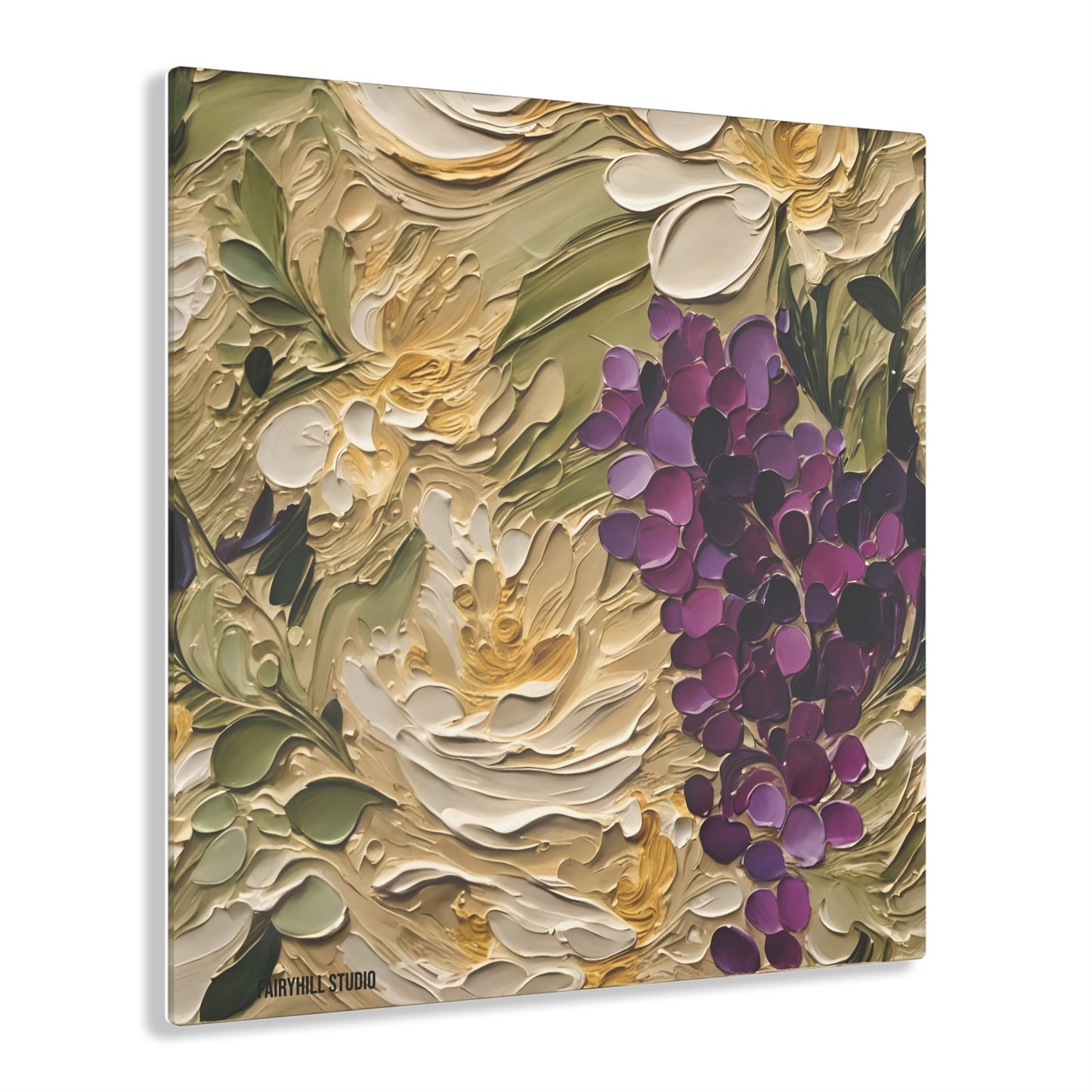 Art Acrylic Prints FairyHill Studio Purple Grapes Impasto Art