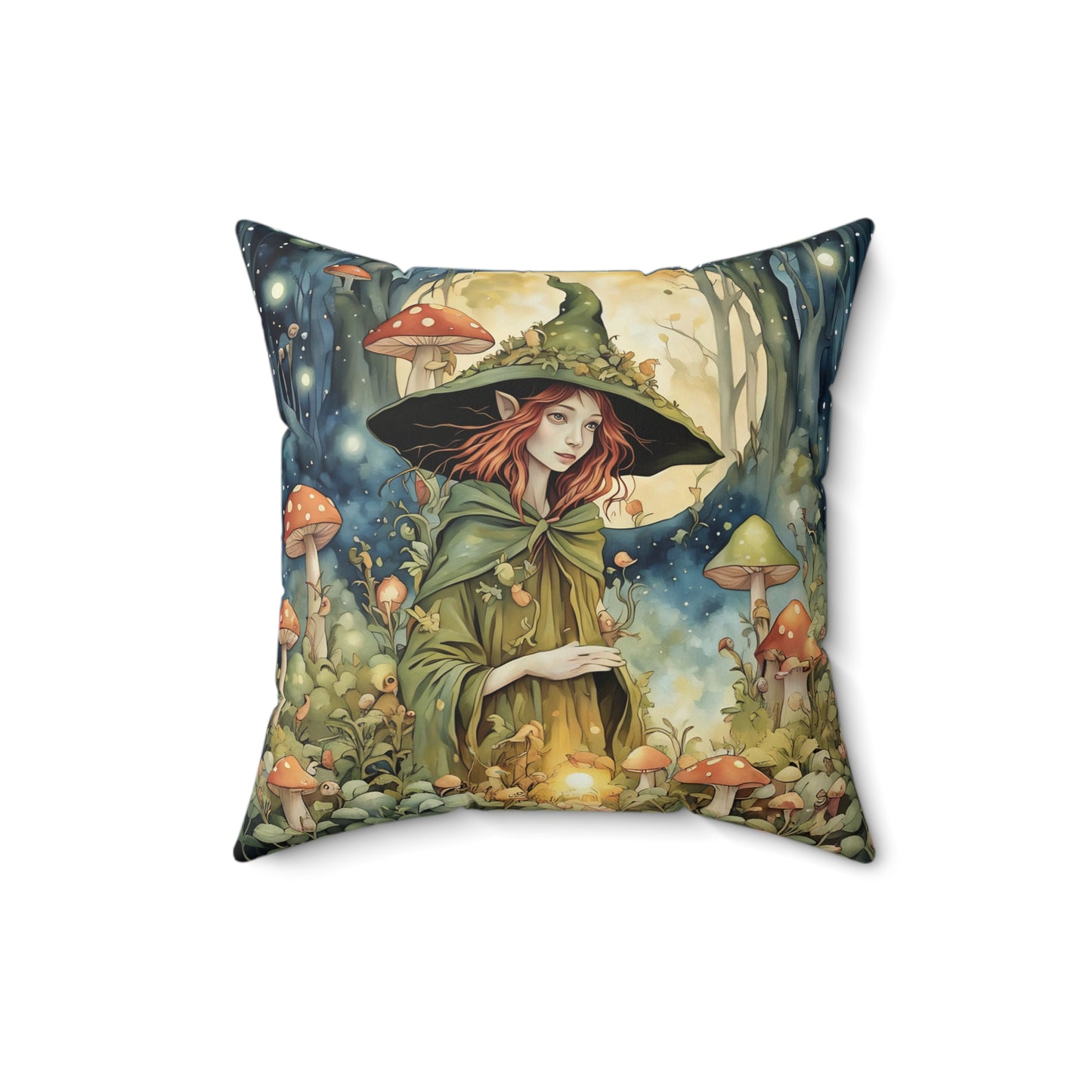 Forest Moon Fairy Square Pillow - by Fairyhill Studio