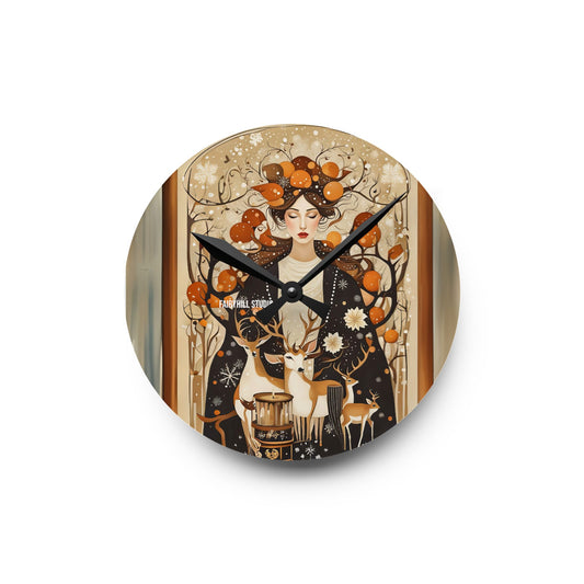 Acrylic Wall Clock -Welcoming Fall with Deers