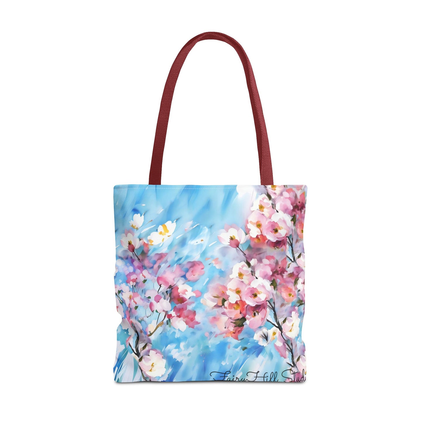 Canvas Tote Bag with Floral Cherry Blossom Design