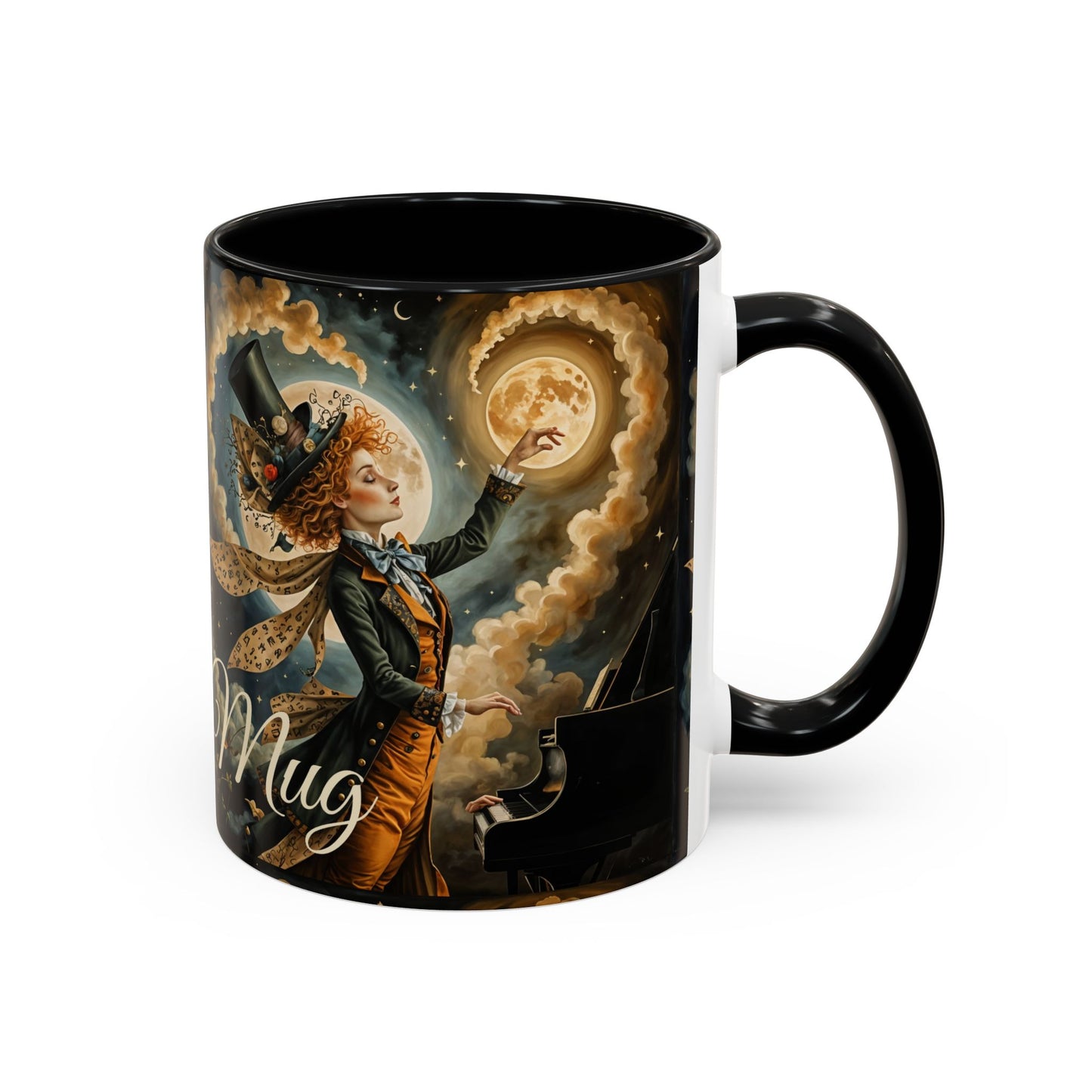 Coffee Mug - Whimsical Mad Hatter Playing Piano Art