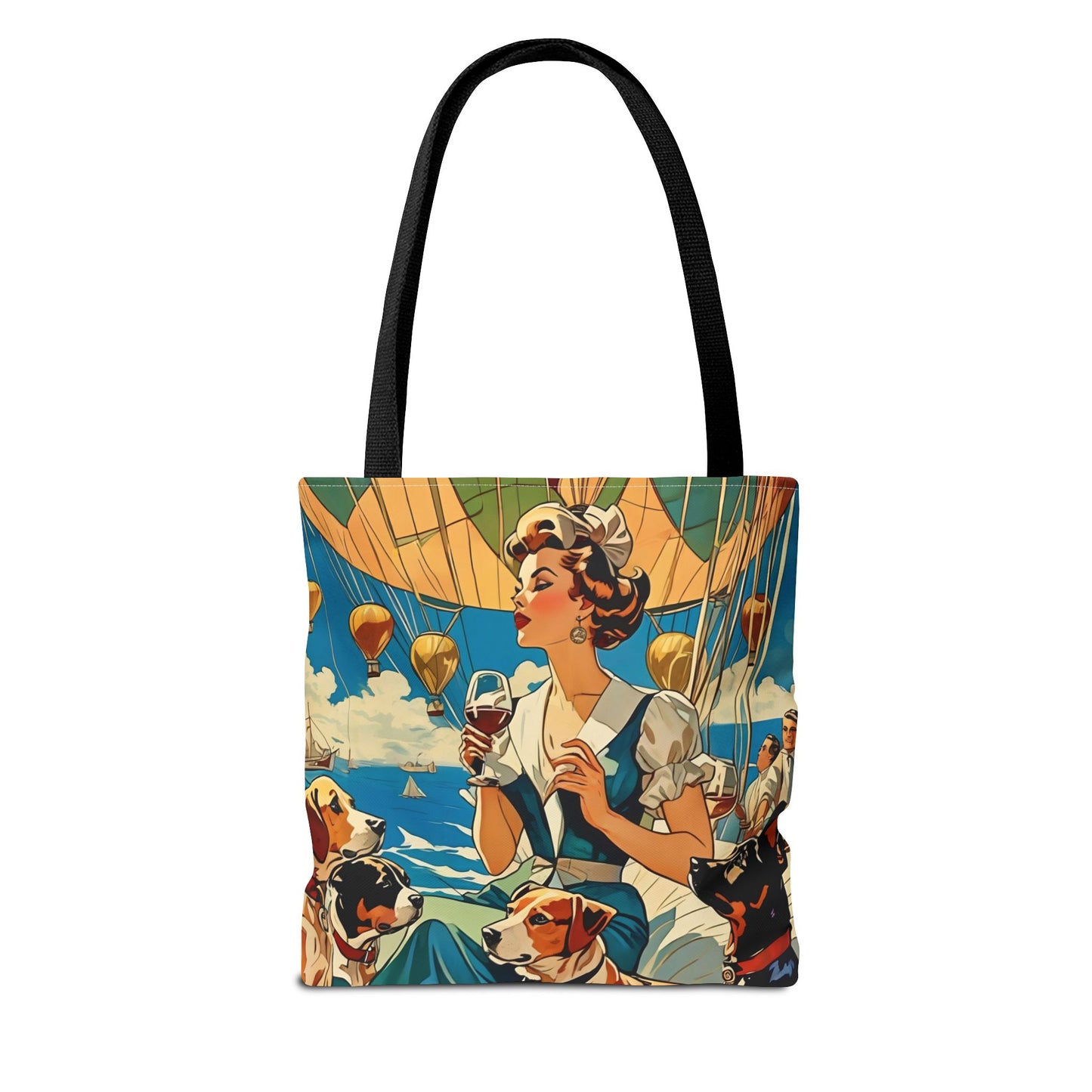 Vintage Hot Air Balloon Dog Lover Tote Bag