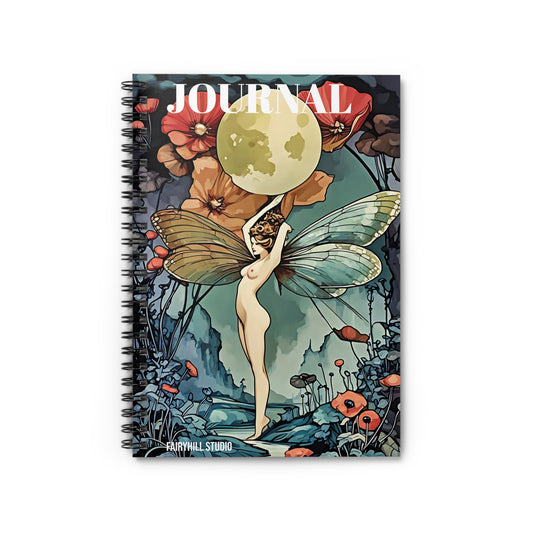 Notebook - Moon Fairy Goddess Red Poppy Flower Scene