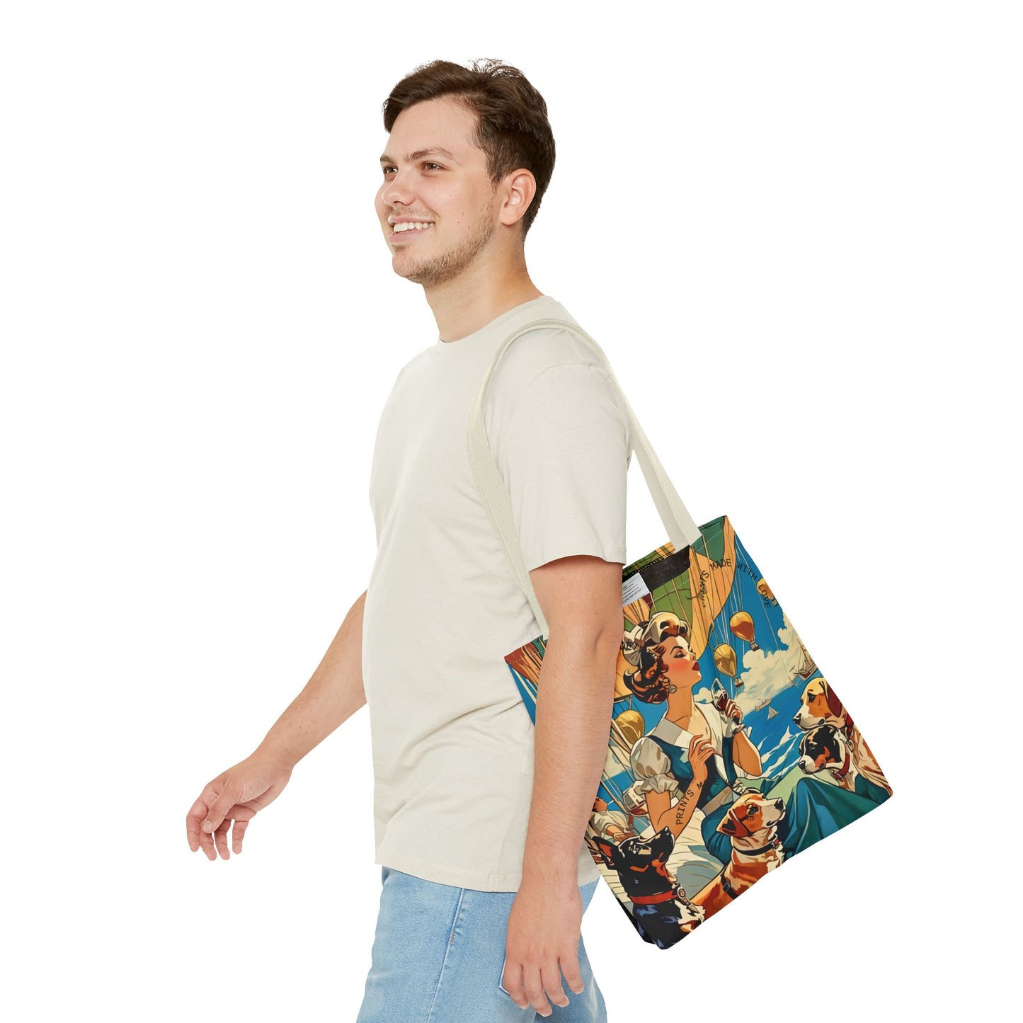 Vintage Hot Air Balloon Dog Lover Tote Bag
