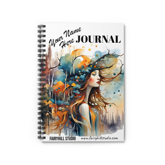 Fairy Hill Studio Woman with hat  Personalized Journal Gift notebook Your name Art Journal, Spiral Notebook - Ruled Line