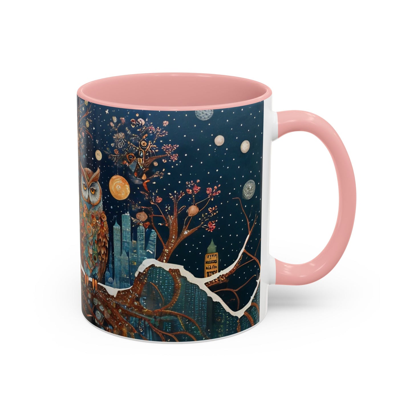 Accent Boho Style Night Owl Mug on a Snowy New York Night Coffee Mug (11, 15oz)