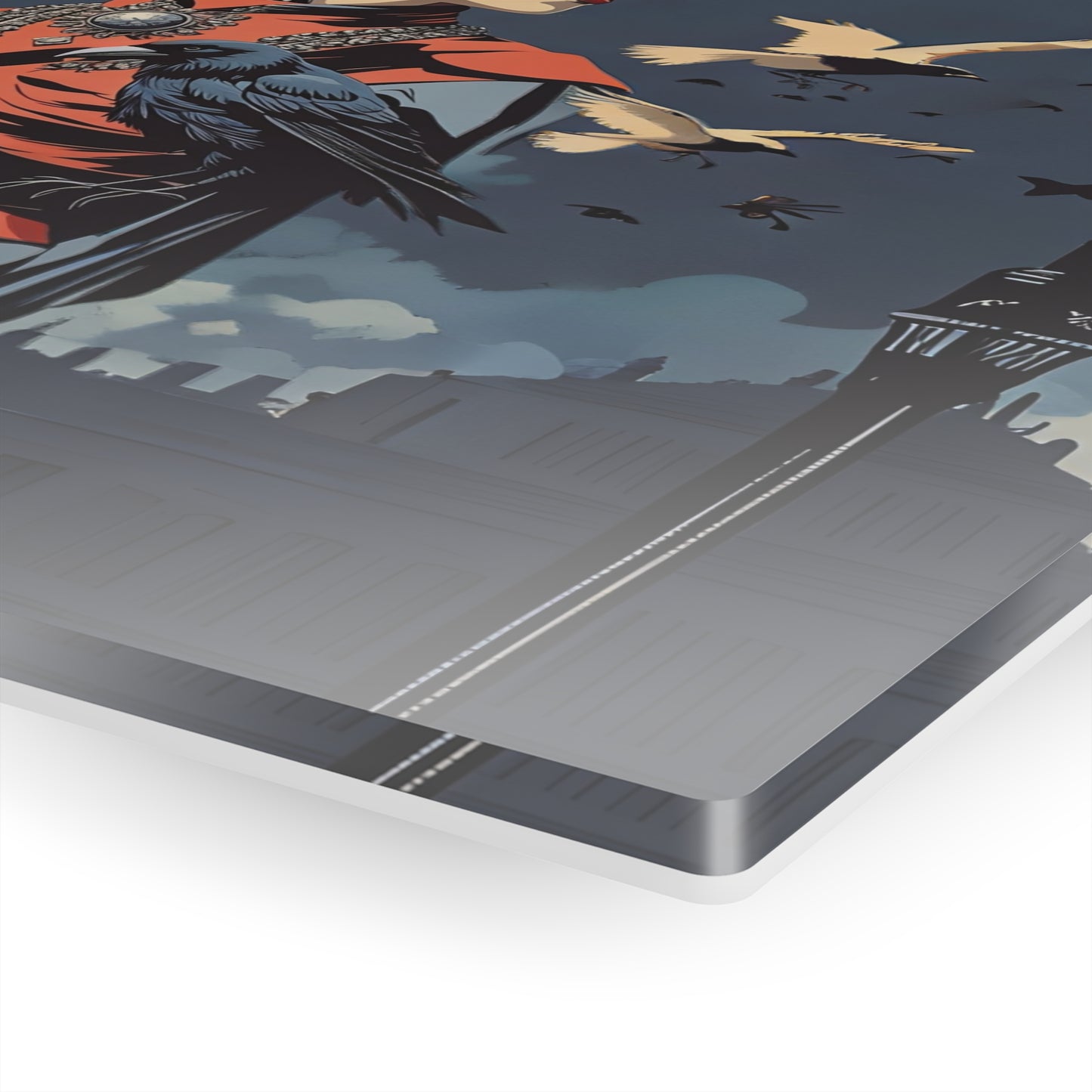 Art Acrylic Prints - Vintage Model with Crows In London