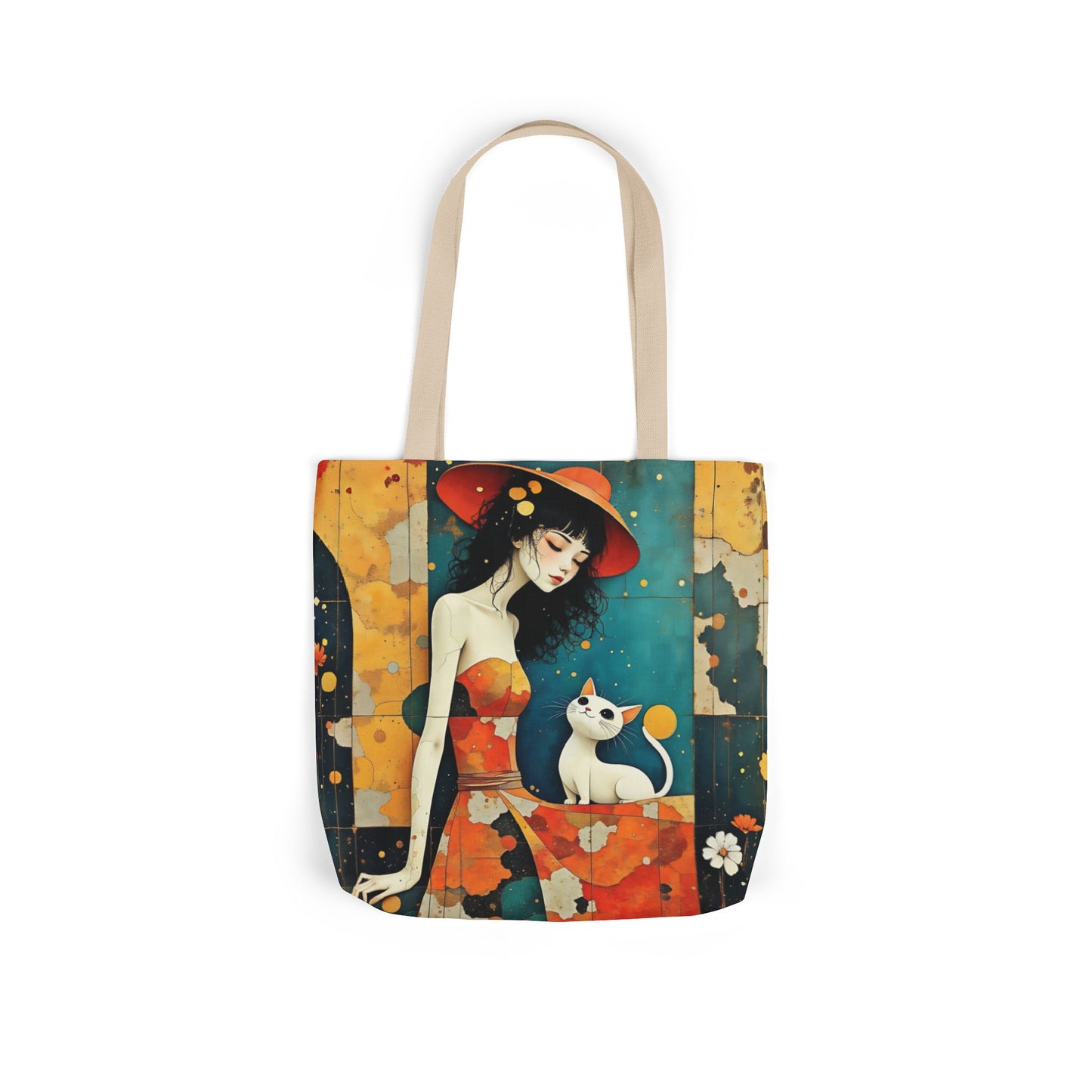 Colorful Cat -Inspired Canvas Tote Bag - Perfect for Beach Days, Eco-Friendly Shopping, and Summer Fun!