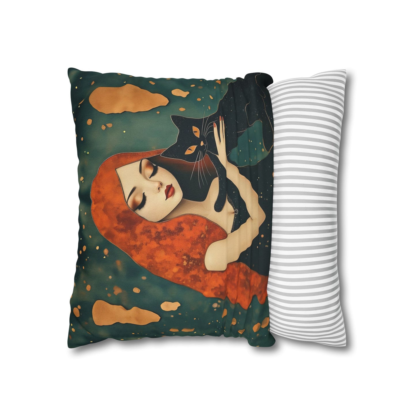 Elegant Cat Art Pillowcase | Decorative Cushion Cover, Home Decor, Gift Idea, Bohemian Style, Christmas Decoration