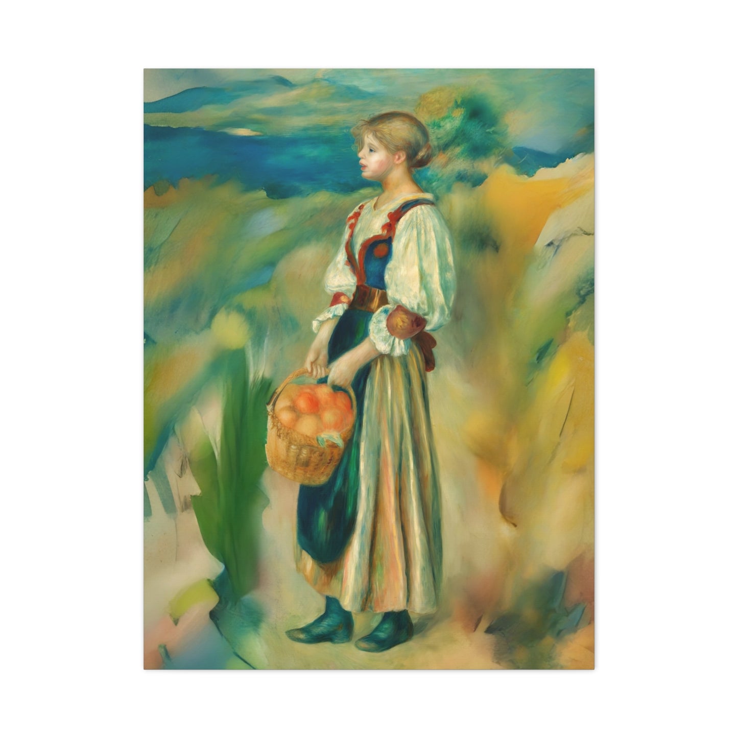 Canvas Print - Girl with a Basket of Oranges Art by Auguste Renoir