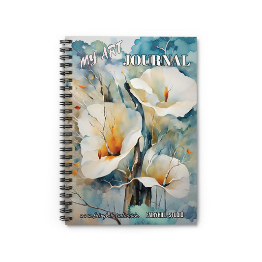 Art Journal Spiral Notebook - Ruled Line with Calla Lilies Watercolor Art by Fairyhill Studio