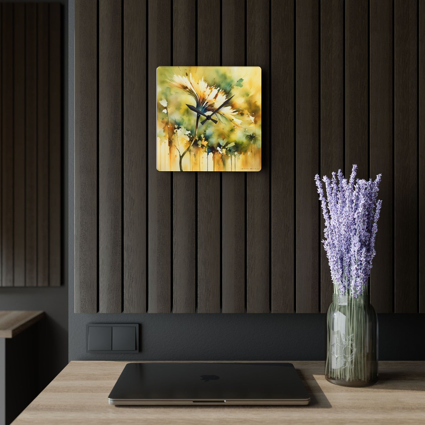 Yellow flower Acrylic Wall Clock