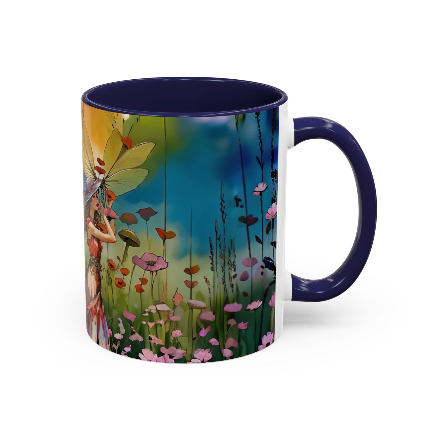 Mug - Lovely Romantic Girl Gathering Flowers in Summer Field