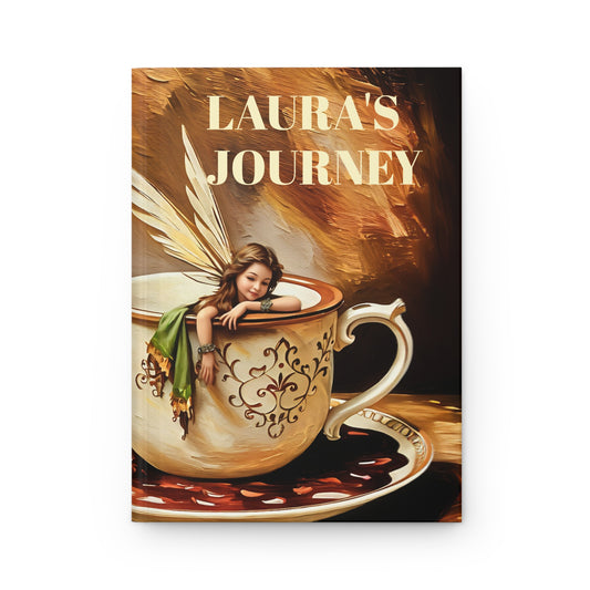 Personalized Hardcover Journal Matte with Hot Chocolate/Coffee Fairy Art