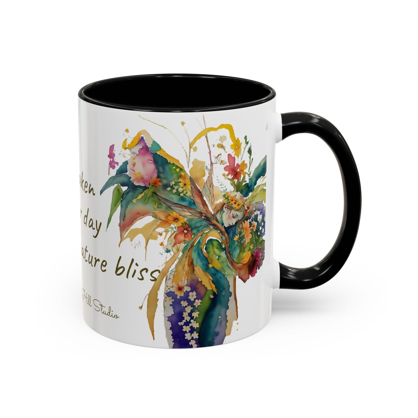 Mug Fairy Angel Blessing Flowers Watercolor Accent Coffee Mug 11 & 15oz
