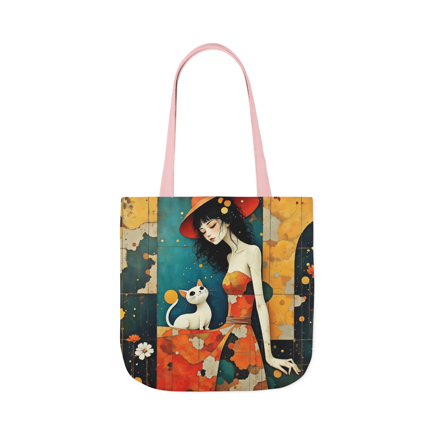 Colorful Cat -Inspired Canvas Tote Bag - Perfect for Beach Days, Eco-Friendly Shopping, and Summer Fun!