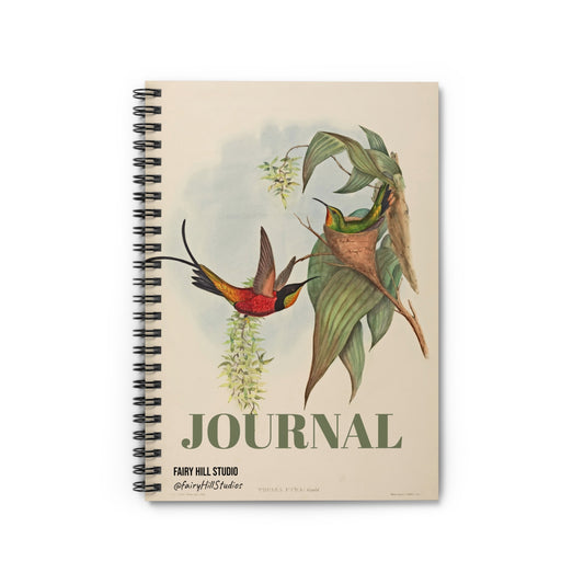 Spiral Notebook - Ruled Line Fairy Topaz Bird and Flower Art by H C Richter