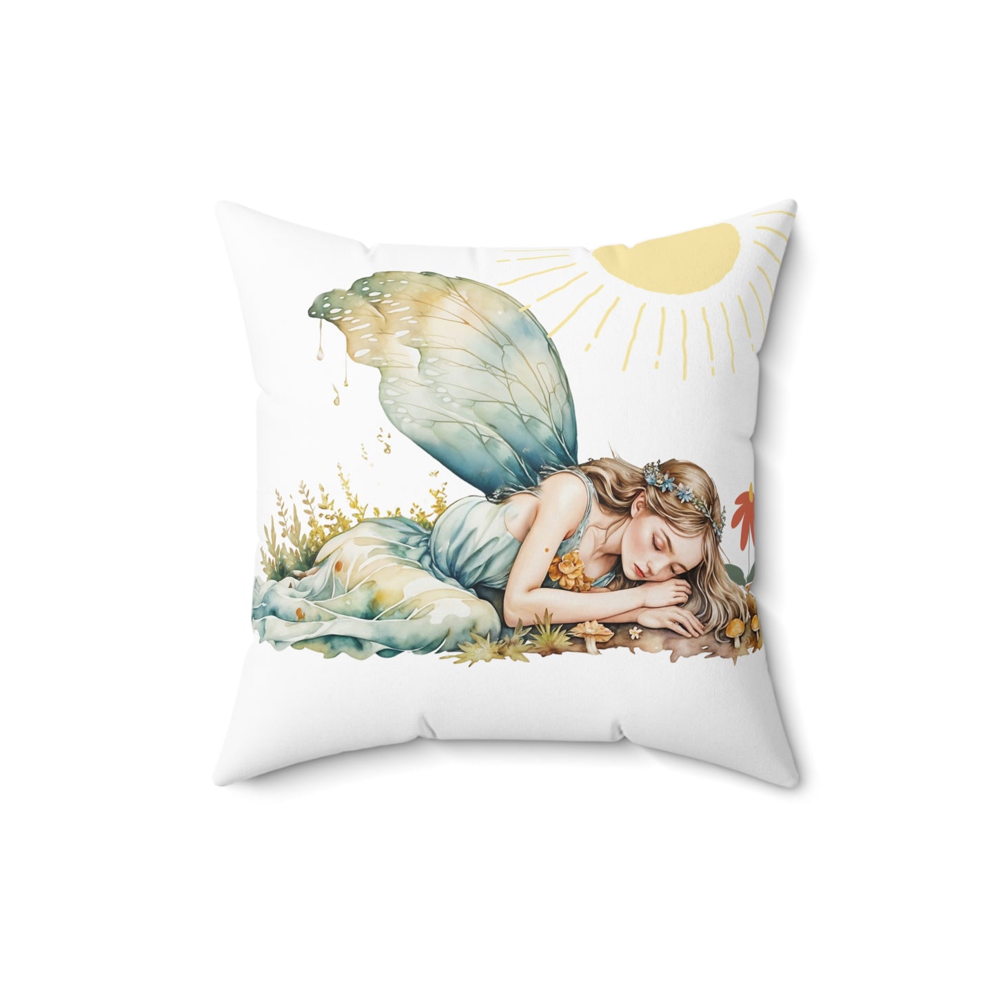 Square Pillow ~Slumbering Fairy Pillow Art by Fairyhill Studio