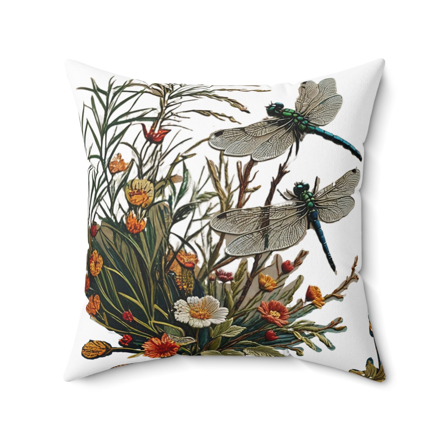 Throw Pillow - Dragonflies on a Blue Pond Art by Fairyhill Studio