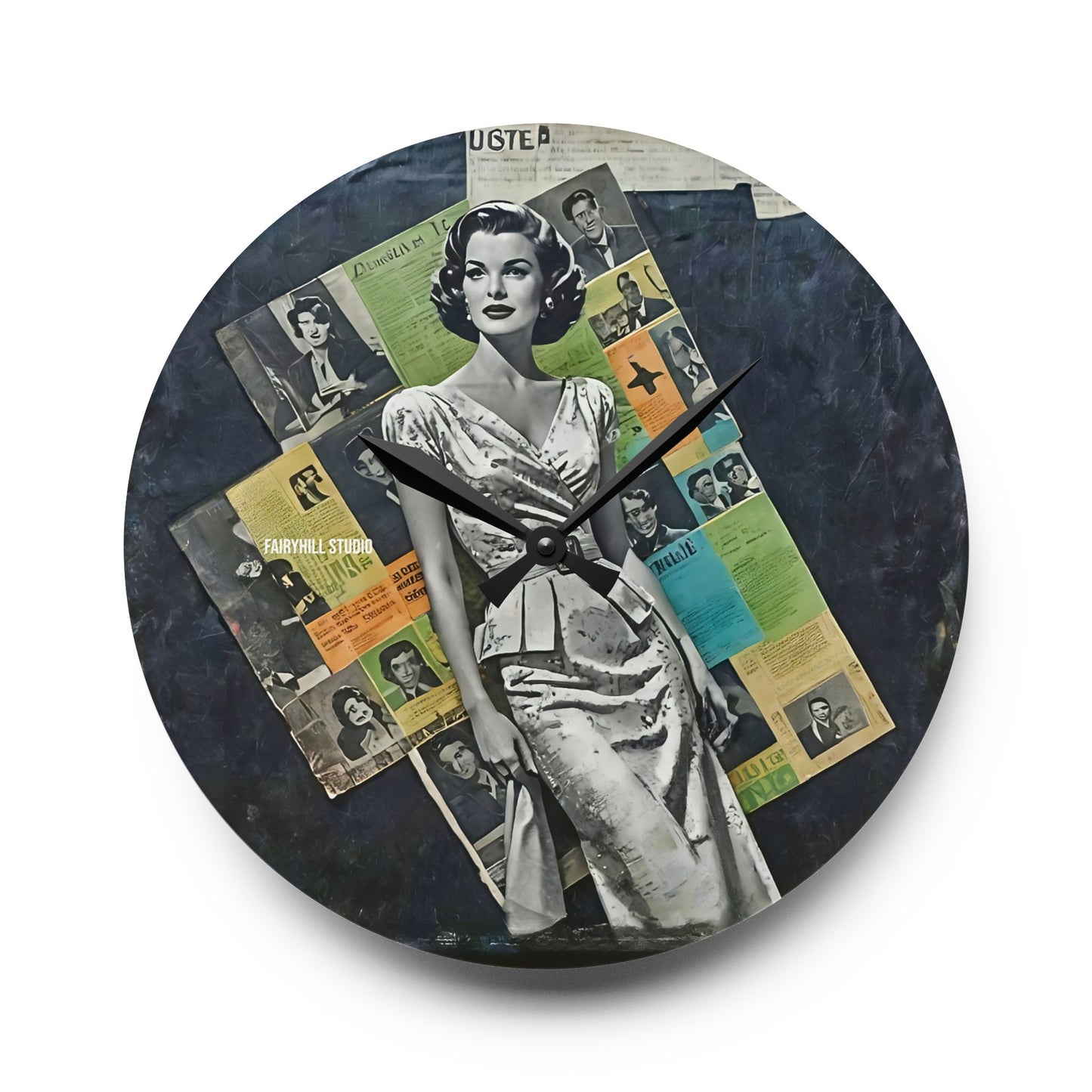 Acrylic Wall Clock - Vintage Hollywood Movie Star Art Deco Design