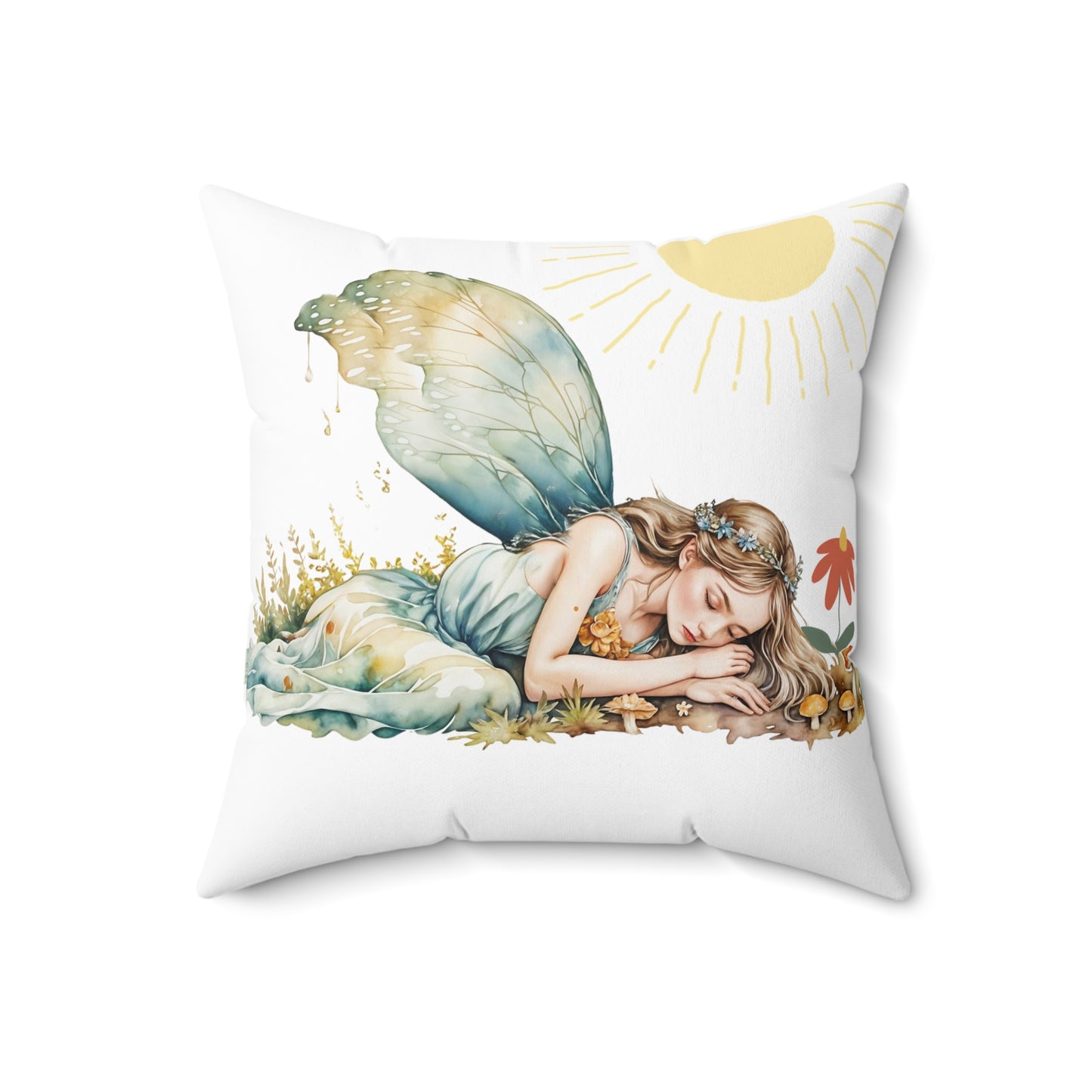 Square Pillow ~Slumbering Fairy Pillow Art by Fairyhill Studio
