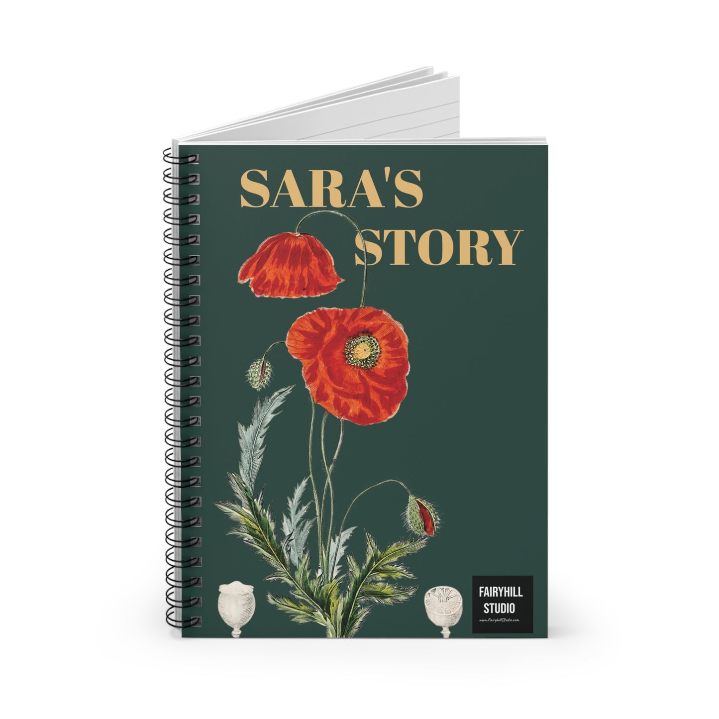 Red Poppy ,Personalized  Spiral Notebook - Ruled Line