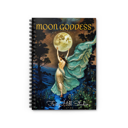 Spiral Notebook/ Moon Goddess  Journal /FairyHill Studio Journal Ruled Line Journal