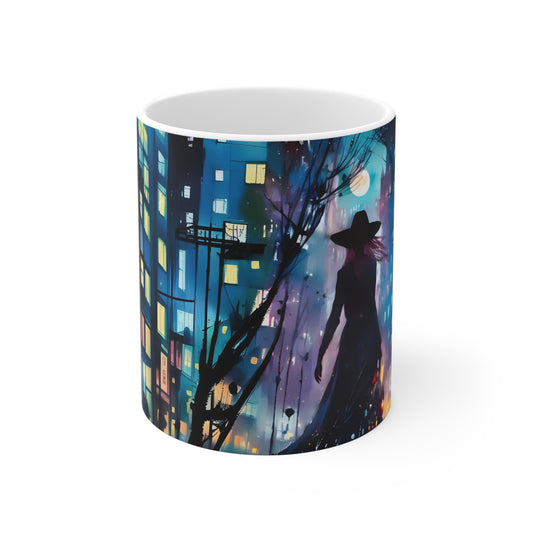 Mug:Midnight shopper, Elegant Woman  Shopping  Fairyhill studio art