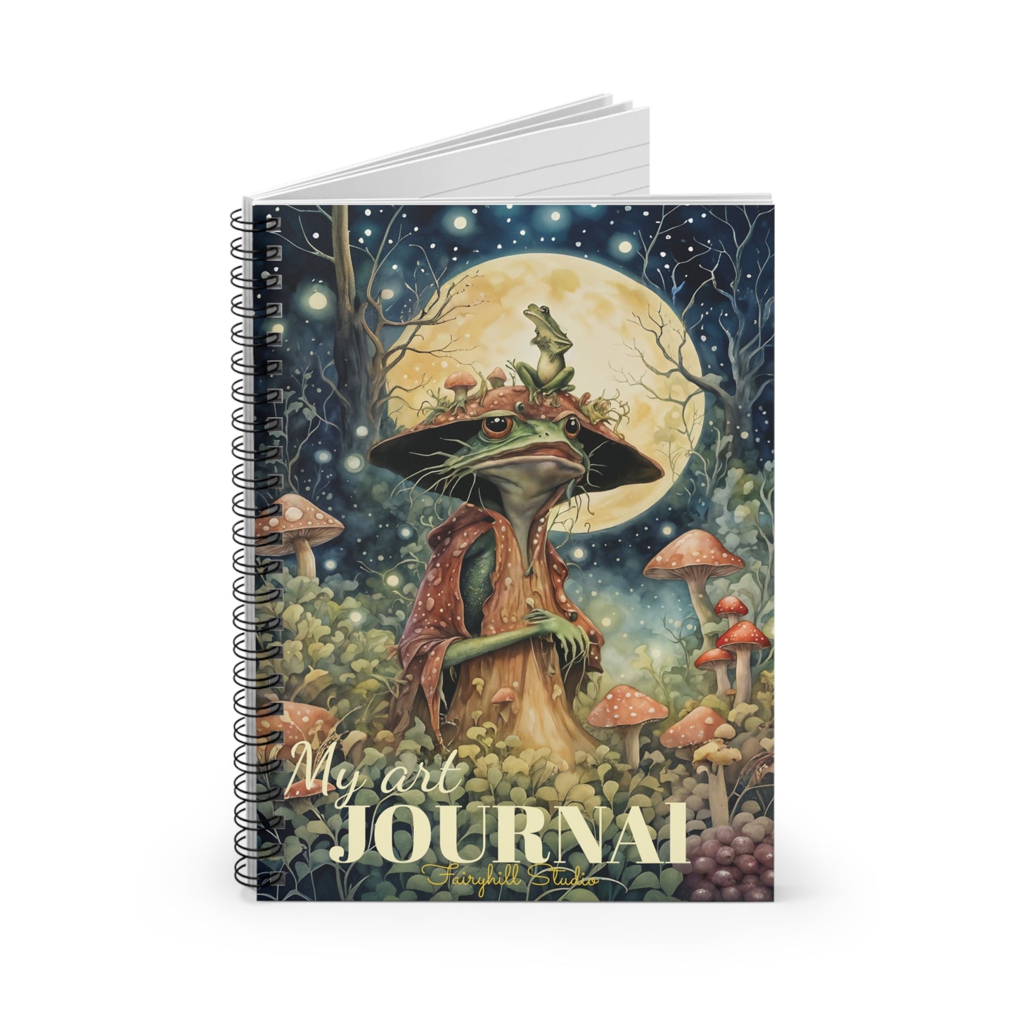 Spiral Notebook - Mushroom Frog Fairy Witch with mushrooms art Journal