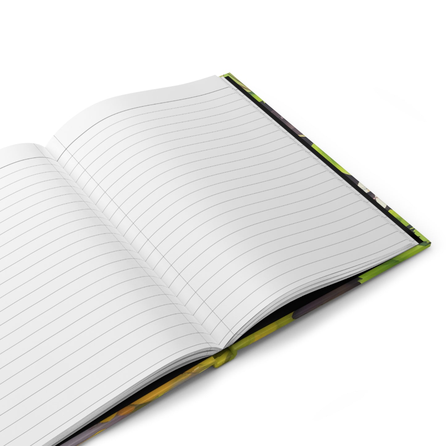 Hardcover Journal Matte -Frogs and a Dragonfly in a Pond