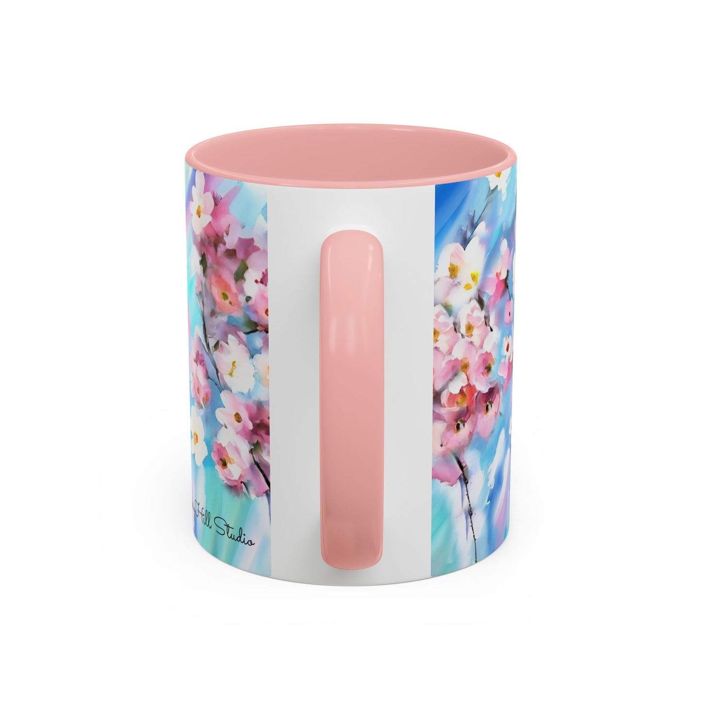 Coffee Mug - Floral Cherry Blossoms Canvas on Blue Sky Background