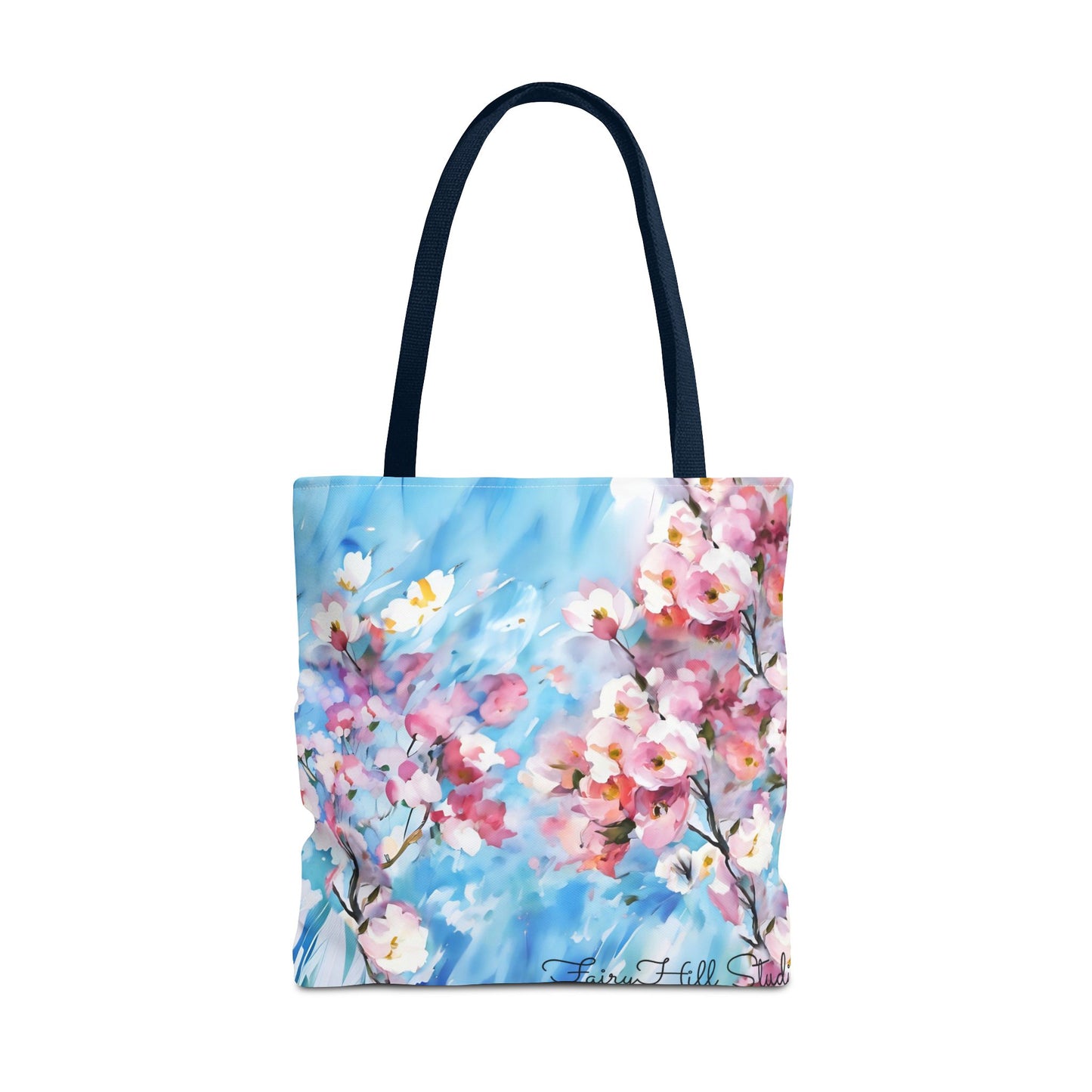 Canvas Tote Bag with Floral Cherry Blossom Design