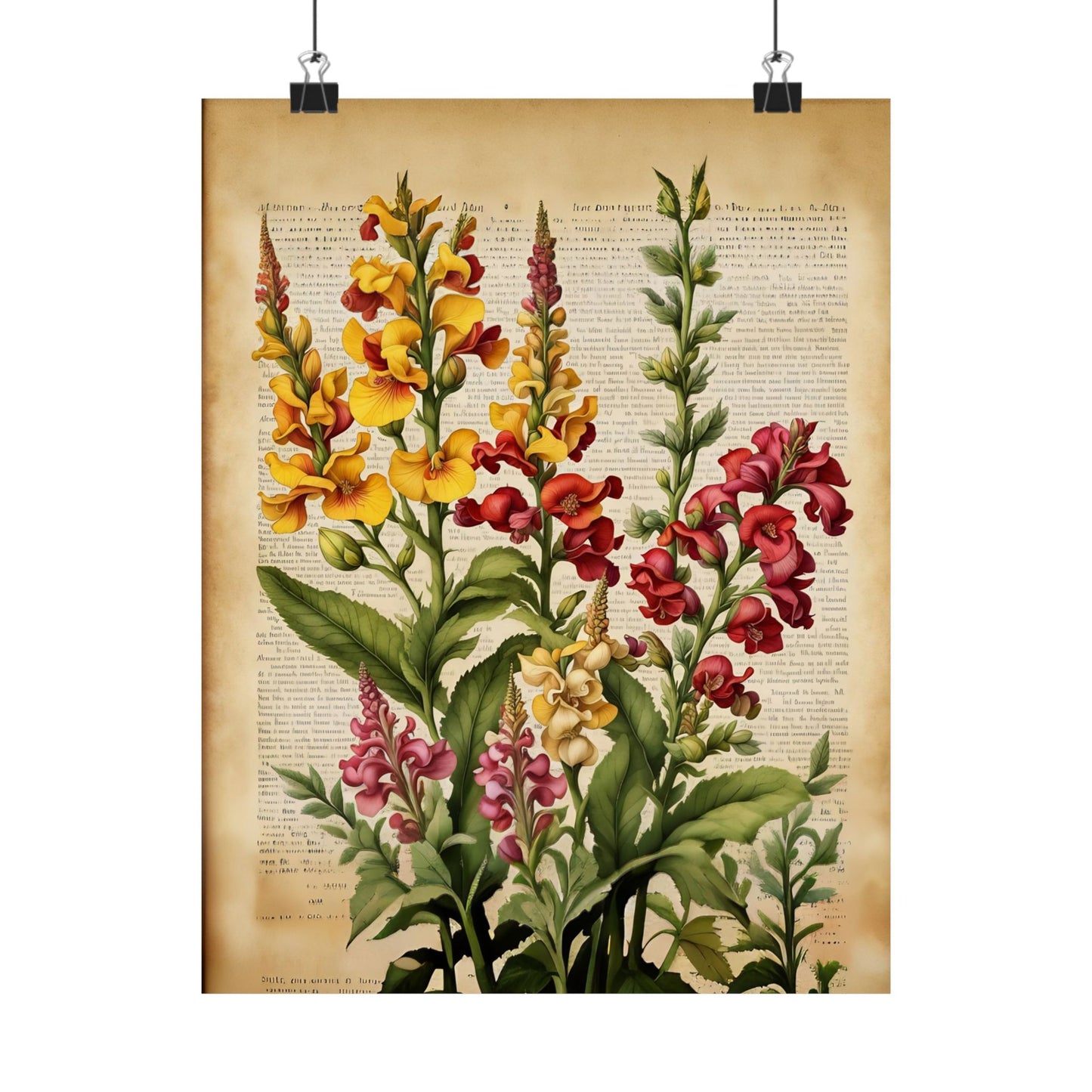 Botanical Vertical Posters - Vintage Antirrhinum Snapdragons