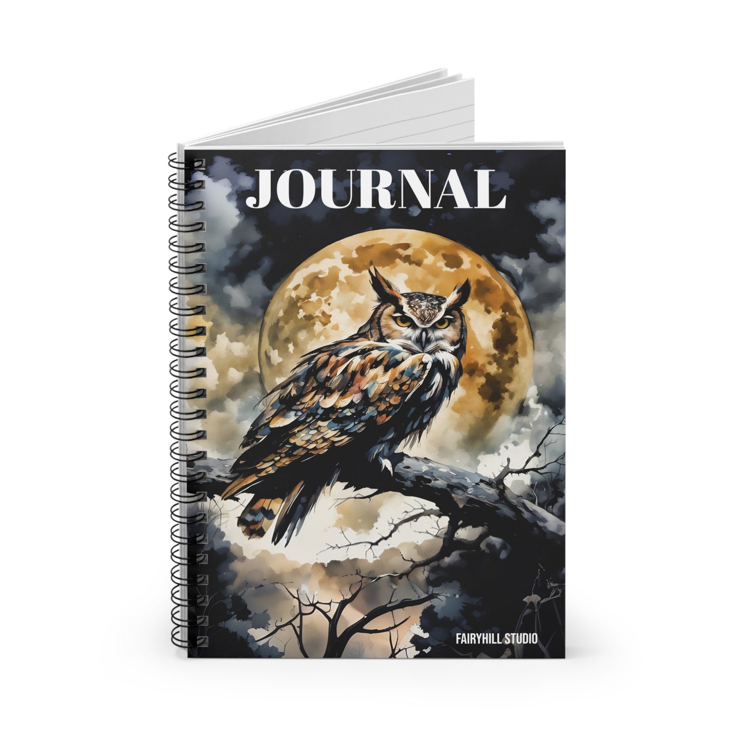 Spiral Notebook - Midnight Owl Art Design