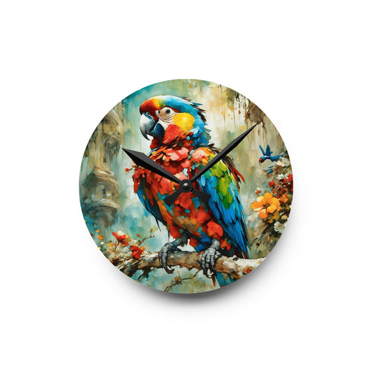 Tropical Parrot Wall Clock