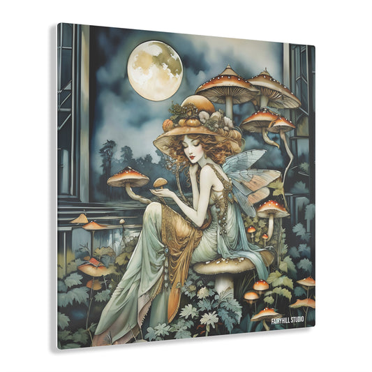 Dragonfly fairy with mushrooms  Inspirational  Art Acrylic Print -
