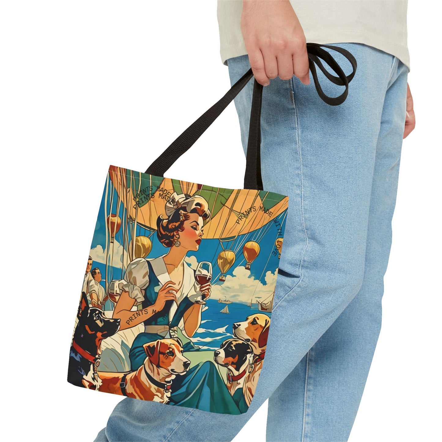 Vintage Hot Air Balloon Dog Lover Tote Bag