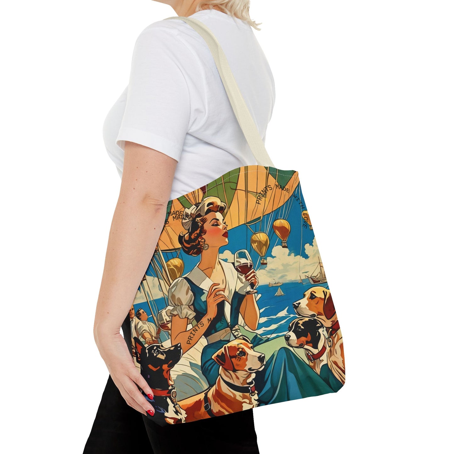 Vintage Hot Air Balloon Dog Lover Tote Bag